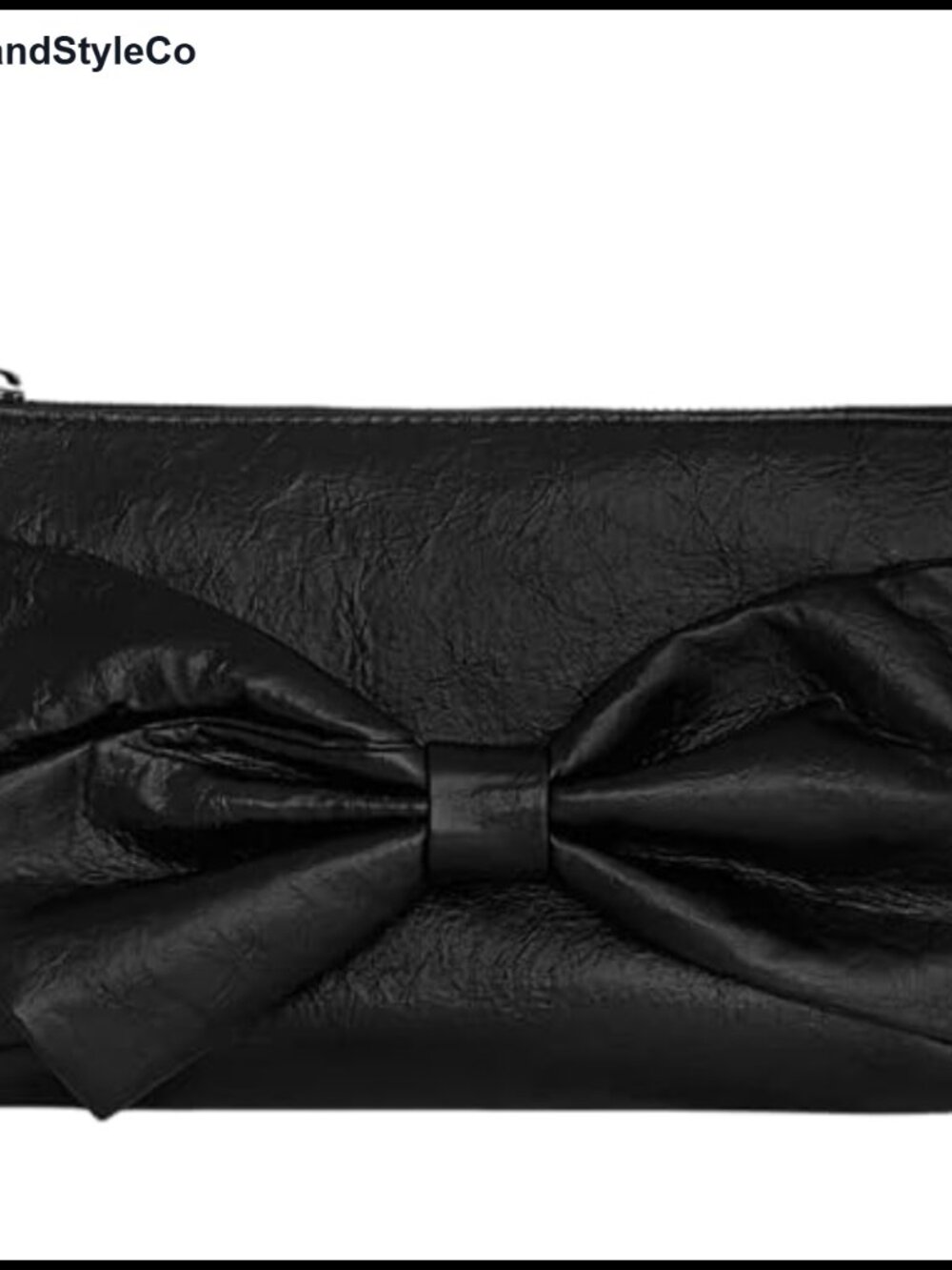 Faux Leather Bow Clutch Purse Oversized Bow Zip Closure Evening Bag
